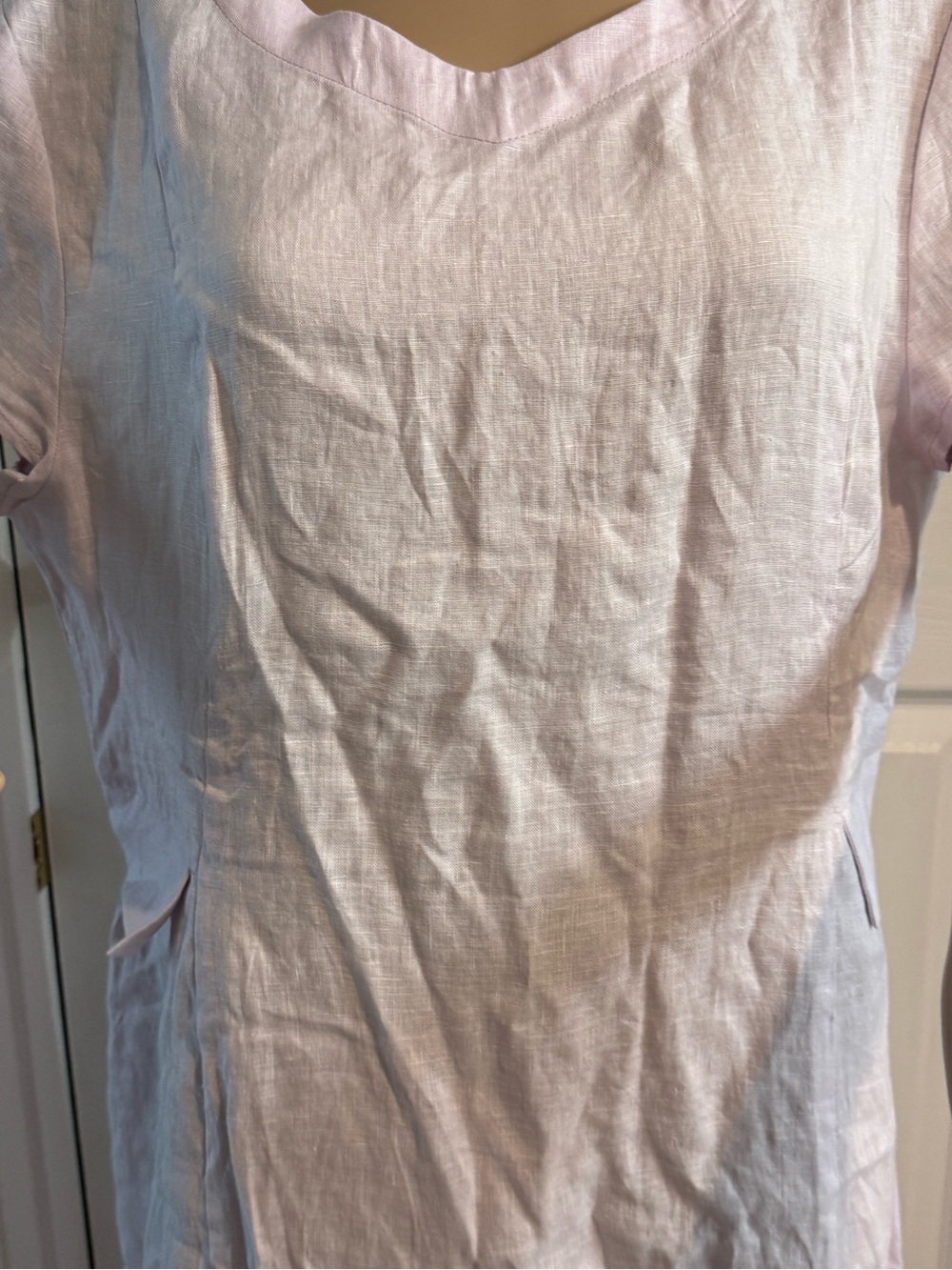 Lintico Pink Linen V-Neck Cap Sleeve Fit and Flare Midi Dress Womens XL - Picture 5 of 15
